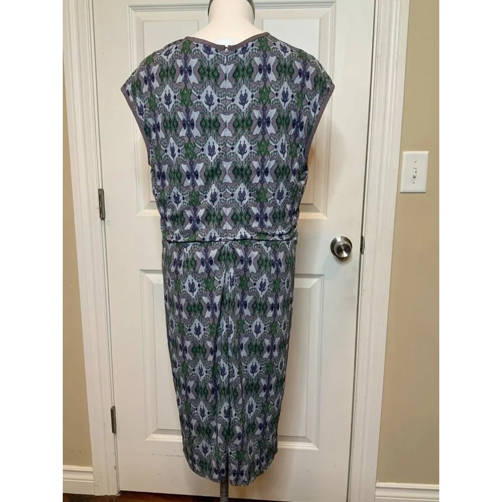 Tory Burch Gray Abstract Print Sleeveless Blouson Midi Dress, Size Large